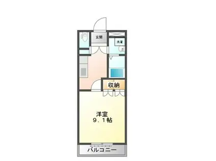 ミルフィオリ I(1K/1階)の間取り写真