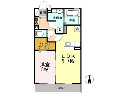 ブランドール宮崎台(1LDK/2階)の間取り写真