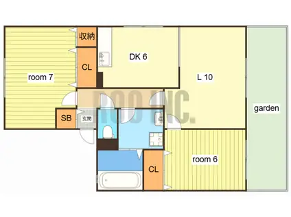 ウィンディーヒルズ(2LDK/1階)の間取り写真
