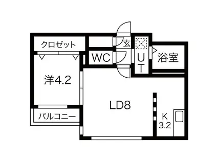 BLANC BONHEUR N14(1LDK/2階)の間取り写真