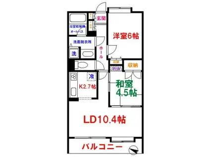 フィオーレ武蔵野(2LDK/2階)の間取り写真