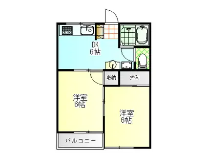 イーストリオ(2DK/3階)の間取り写真