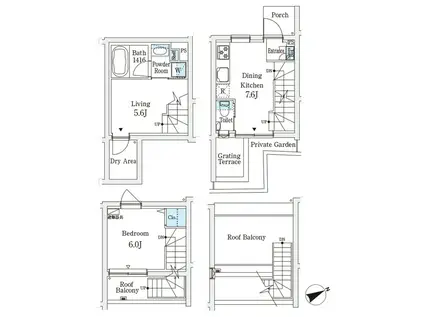 アグレシオテラス恵比寿(1LDK/1階)の間取り写真
