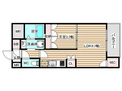 セレニテ福島シェルト(1LDK/9階)の間取り写真
