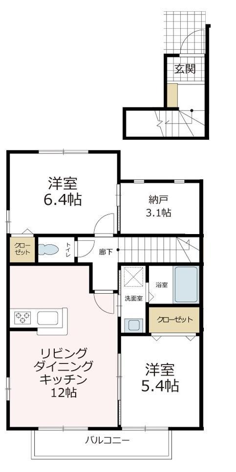 シャルマン(2SLDK/2階)の間取り写真