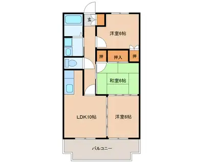 ピロティパレ(3LDK/3階)の間取り写真