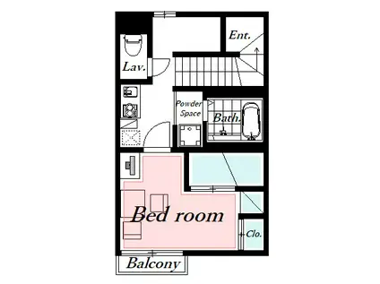 フラッツイン(1K/2階)の間取り写真