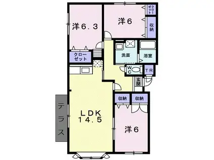 ポラリス(3LDK/1階)の間取り写真