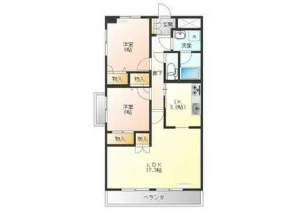 ネオ・ニシキ(2LDK/6階)の間取り写真