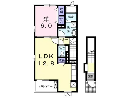 フラワーA(1LDK/2階)の間取り写真
