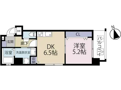 シンフォニー祇園(1DK/4階)の間取り写真