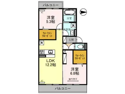 プラムツリー イースト(2LDK/3階)の間取り写真