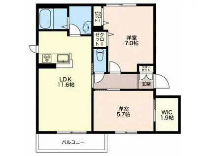 フォンテ・クレール(2LDK/1階)の間取り写真
