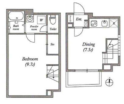 LEGALAND西小山(1DK/B1階)の間取り写真