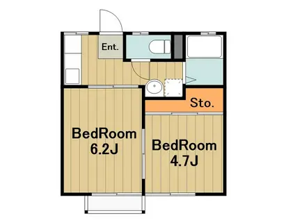 パナハイツB(2K/2階)の間取り写真