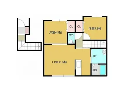 KELII大門ケリーダイモン(2LDK/2階)の間取り写真