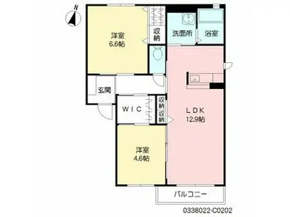 シャーメゾン茶屋の原II  C棟(2LDK/2階)の間取り写真