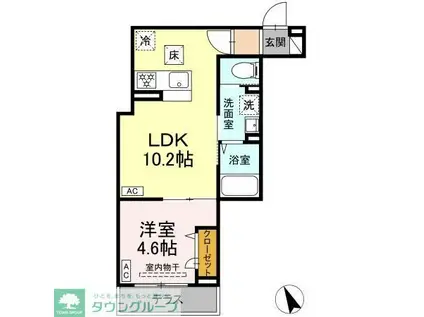 セレスティア皿沼(1LDK/1階)の間取り写真