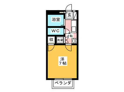 サンヒルズ(1K/2階)の間取り写真