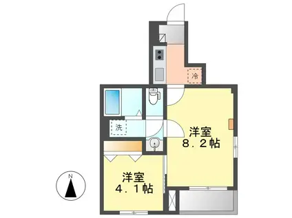ベルカーサII(2K/1階)の間取り写真