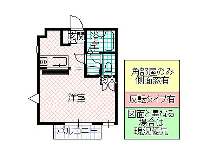 ストロベリーフィールズ C棟(ワンルーム/1階)の間取り写真