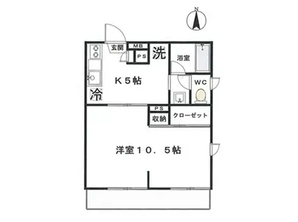玉川ヴィレッジ(1K/2階)の間取り写真