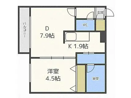 VIVACE N12 ビバーチェN12(1DK/2階)の間取り写真