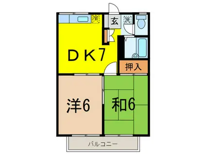 エステートピアGREEN西山A(2DK/1階)の間取り写真