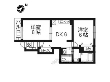 プラシード・カーサ(2DK/1階)の間取り写真