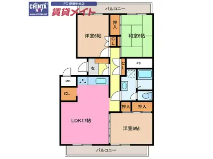 MESSAGE伊勢河崎(3LDK/1階)の間取り写真