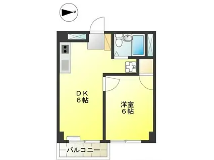 京王線 分倍河原駅 徒歩8分 3階建 築38年(1DK/3階)の間取り写真