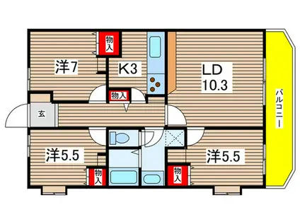 YYパレス(3LDK/3階)の間取り写真