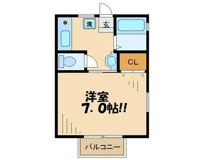 シャルムII(1K/1階)の間取り写真