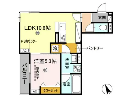 CHAINON(1LDK/3階)の間取り写真