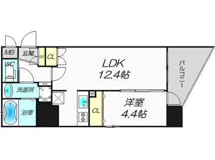 クリスタルグランツ梅田II(1LDK/5階)の間取り写真