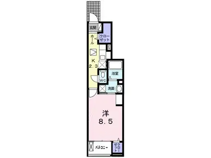 ルミエール・ドレ(1K/1階)の間取り写真
