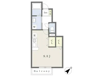 CASE長町(ワンルーム/1階)の間取り写真