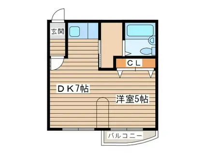 ハウスオブリザ中の島3(1DK/2階)の間取り写真