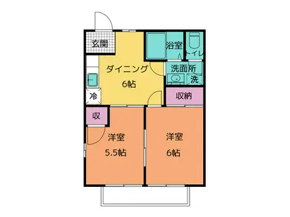 シャルマンM(2DK/1階)の間取り写真