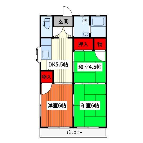 グッドパーク(3DK/2階)の間取り写真