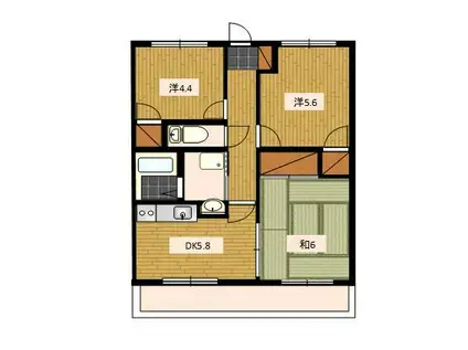 フロントヒルズIII(3DK/1階)の間取り写真