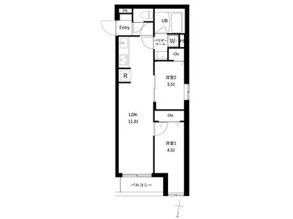 プレセダン千駄木(2LDK/1階)の間取り写真