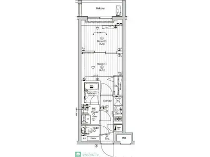 PREMIUMCUBE東高円寺DEUX(2K/2階)の間取り写真
