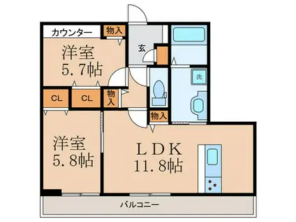 シャルマンコート アン(2LDK/3階)の間取り写真