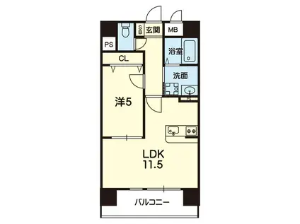 レクサス水前寺公園(1LDK/7階)の間取り写真
