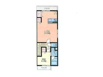 メイフェア レガーロ(1LDK/2階)の間取り写真