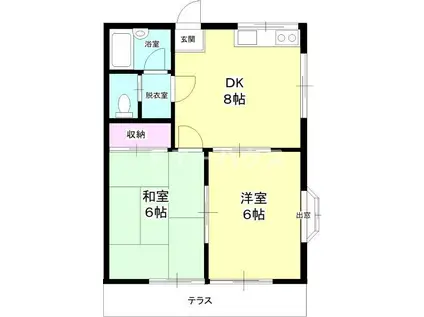 グランドール北習志野(2DK/1階)の間取り写真