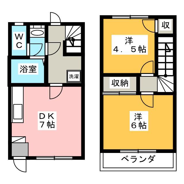 Rハウス仏生寺(2DK/1階)の間取り写真