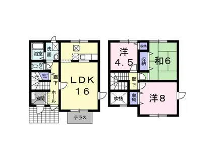 アンソレイエC(3LDK/1階)の間取り写真