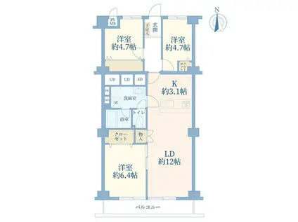 高島平ハイツ(3LDK/8階)の間取り写真